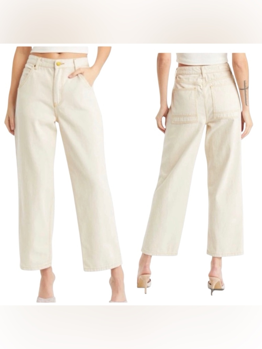 Blank NYC High Rise Straight Leg Cropped Jeans